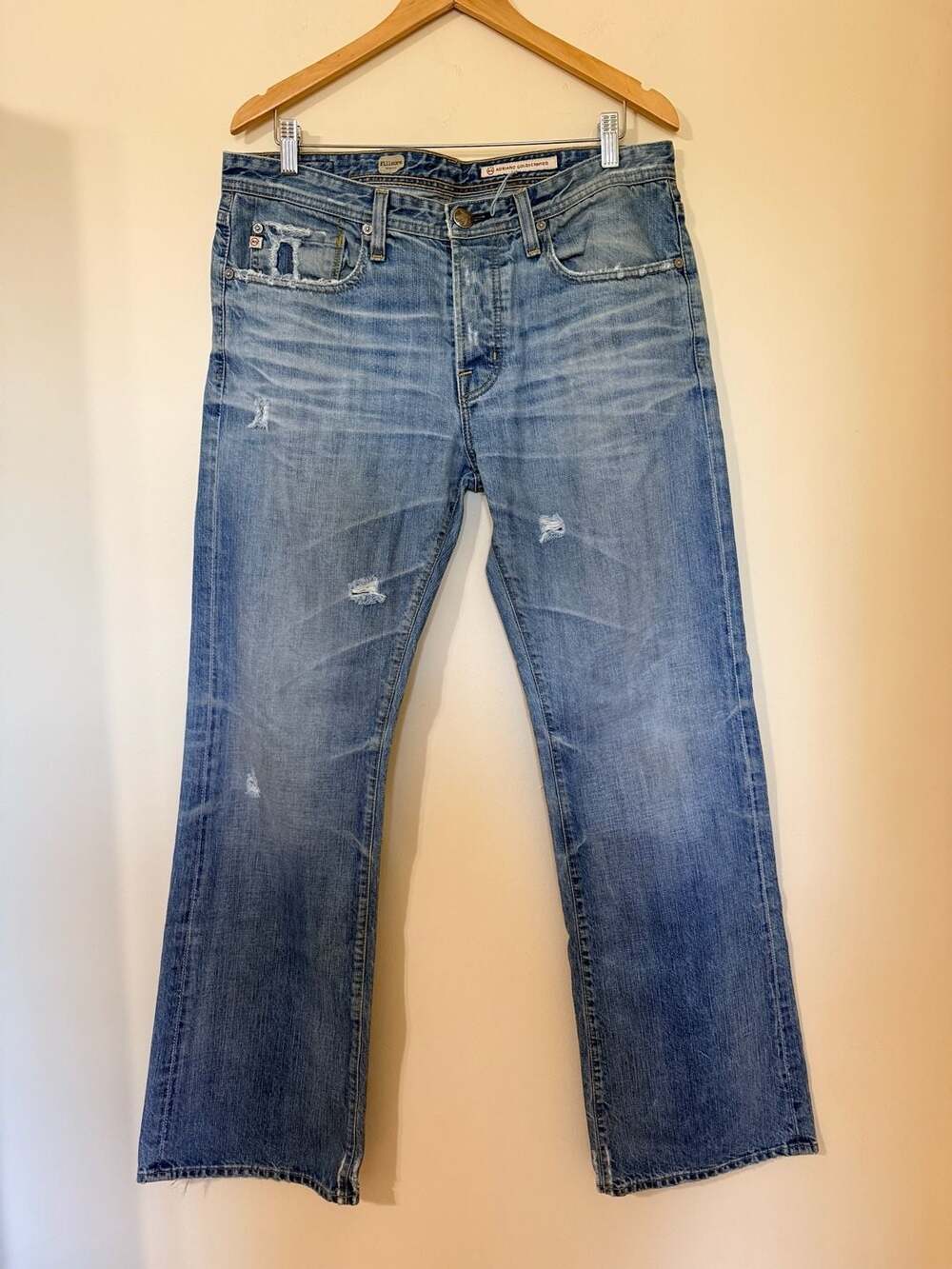 AG Adriano Goldschmied Fillmore Bootcut Distressed Light Wash Jeans